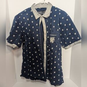 Bioware Dragon Age Grey Warden Print Size XL Short Sleeve Button Down Shirt